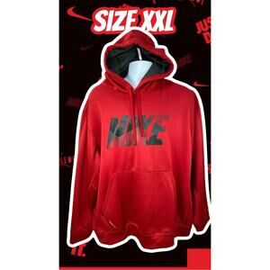 Nike Hoodie Mens 2XL Red Pullover Logo Athletic Kangaroo Pocket Sweatshirt